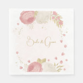 Serviette En Papier Romantique rose & fleurs blanches or (Devant)