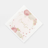 Serviette En Papier Romantique rose & fleurs blanches or (Coin)