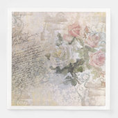 Serviette En Papier Romantique Rose Florals Vieux découpage manuscrit (Devant)