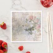 Serviette En Papier Romantique Rose Florals Vieux découpage manuscrit (En situation)