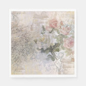 Serviette En Papier Romantique Rose Florals Vieux découpage manuscrit (Devant)
