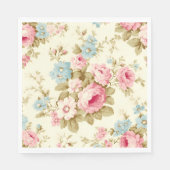 Serviette En Papier Romantique rose Rose anglais sur jaune pâle (Devant)