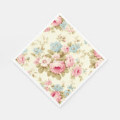 Serviette En Papier Romantique rose Rose anglais sur jaune pâle (Coin)