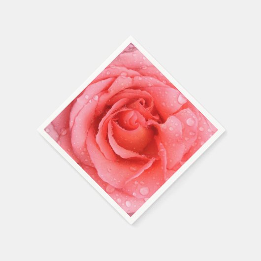 Serviette En Papier Romantique Rose rose rouge gouttes d'eau (Coin)