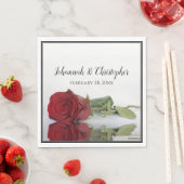 Serviette En Papier Romantique Rose rouge réflexions Mariage élégant (En situation)