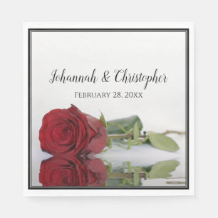 Serviette En Papier Romantique Rose rouge réflexions Mariage élégant