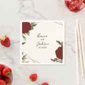 Serviette En Papier Romantique rose rouge rose rose florale Mariage d' (En situation)