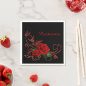 Serviette En Papier Romantique Roses rouges Rouge et noir Naples (En situation)