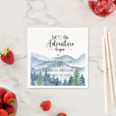 Serviette En Papier Romantique Rustique Aquarelle Montagnes Arbres Mar (En situation)