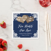 Serviette En Papier Romantique Rustique Burlap et dentelle Mariage ble (En situation)