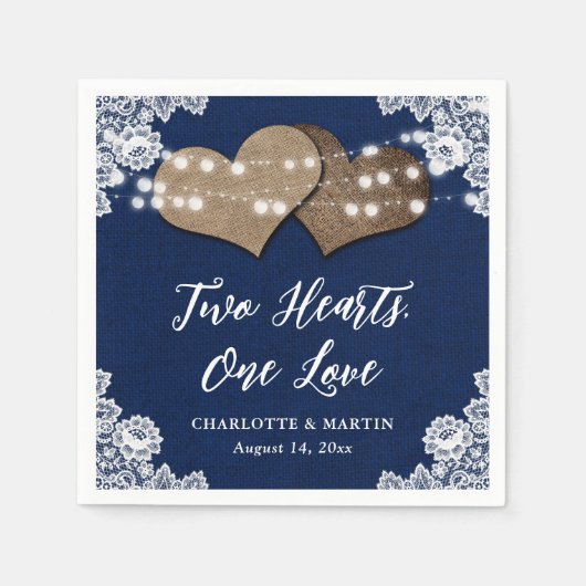 Serviette En Papier Romantique Rustique Burlap et dentelle Mariage ble (Devant)