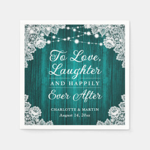 Serviette En Papier Romantique Rustique dentelle en bois Mariage Turqu