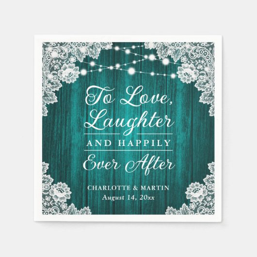 Serviette En Papier Romantique Rustique dentelle en bois Mariage Turqu (Devant)