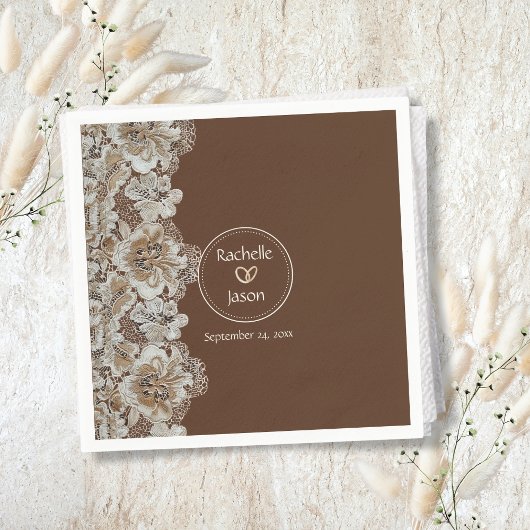 Serviette En Papier Romantique rustique pays occidental cuir et dentel