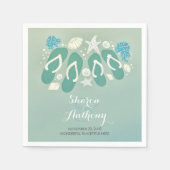 Serviette En Papier Romantique Sea Glass Blue Beach tongs Mariage (Devant)