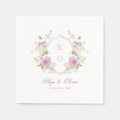 Serviette En Papier Romantique Soft Pastel Monogram Crest Mariage (Devant)