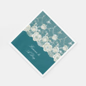 Serviette En Papier Romantique Turquoise bleu blanc dentelle Mariage f (Coin)