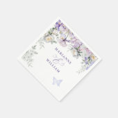Serviette En Papier Romantique violet Iris Mariage Floral (Coin)
