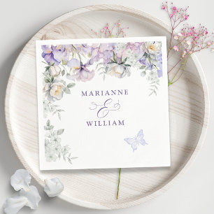 Serviette En Papier Romantique violet Iris Mariage Floral
