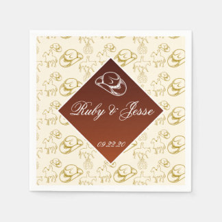 Serviette En Papier Romantique Western Desert Brown Mariage
