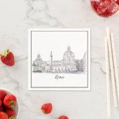 Serviette En Papier Rome Italie Domes et Obelisk City Scene d'encre (En situation)