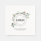 Serviette En Papier Rond Cercle Custom Company Logo Floral Green (Devant)