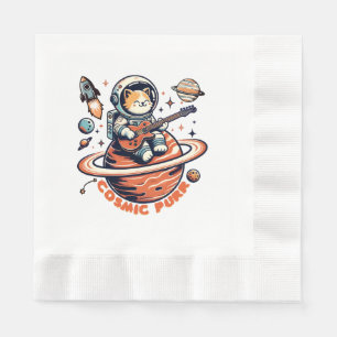 Serviette En Papier Ronron cosmique - Chat guitariste astro