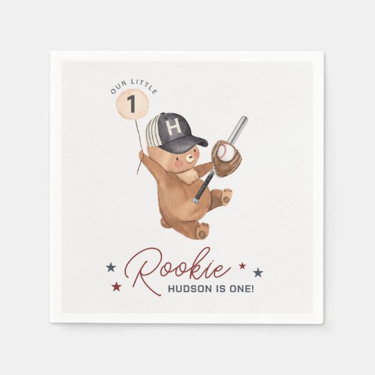 Serviette En Papier Rookie 1er Ours d'anniversaire (Devant)