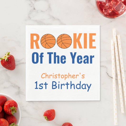 Serviette En Papier Rookie Basketball 1er Anniversaire Napkins (En situation)