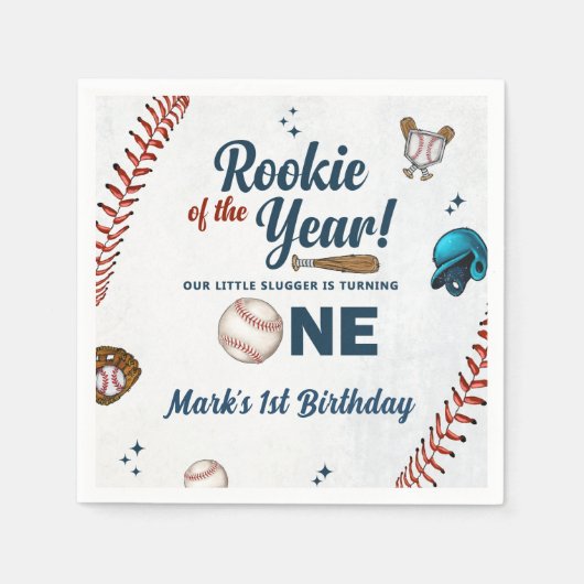 Serviette En Papier Rookie de l'année 1er anniversaire de baseball ser (Devant)
