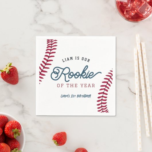 Serviette En Papier Rookie de l'année Baseball 1er anniversaire (En situation)