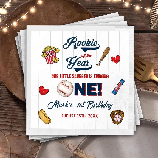 Serviette En Papier Rookie de l'année Baseball Anniversaire serviettes
