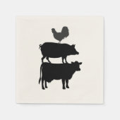 Serviette En Papier Rooster Cog Cow Barnyard Papier de partie Napkin (Devant)