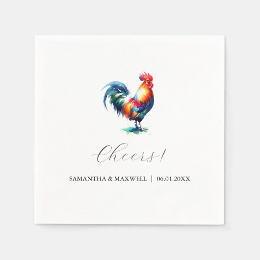 Serviette En Papier Rooster coloré (Devant)