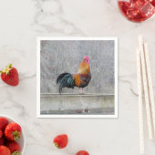 Serviette En Papier Rooster Coloré Sur Papier Serviettes (En situation)