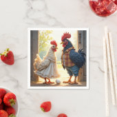 Serviette En Papier Rooster et Humour Hen (En situation)