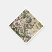 Serviette En Papier Rooster Garden Flower Papillon Art (Coin)