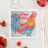 Serviette En Papier Rooster rouge aquarelle peinture art Anniversaire (En situation)