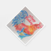 Serviette En Papier Rooster rouge aquarelle peinture art Anniversaire (Coin)