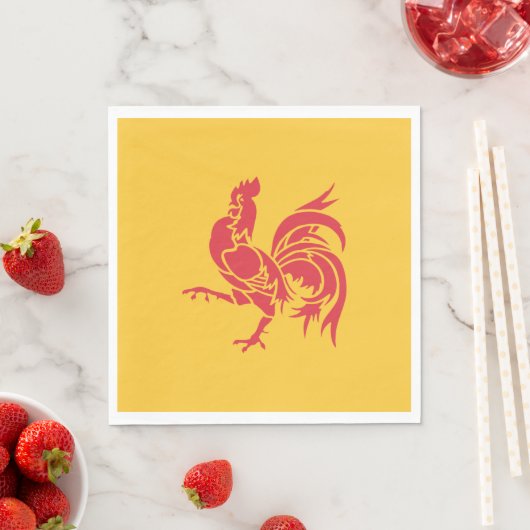 Serviette En Papier Rooster rouge (Drapeau de Wallonie) (En situation)