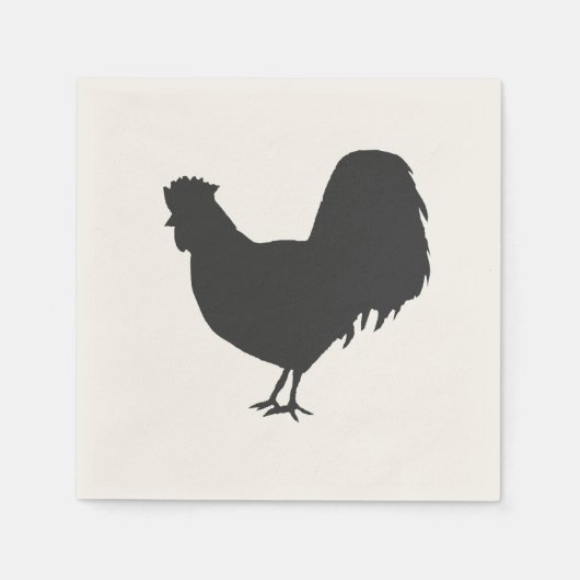 Serviette En Papier Rooster Silhouette Barnyard Party Paper Napkin (Devant)
