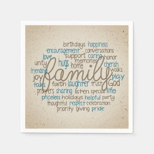 Serviette En Papier Rope Design Famille Mot Cloud (Devant)
