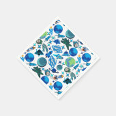 Serviette En Papier Roquettes rétro dans l'espace. BG blanc (Coin)