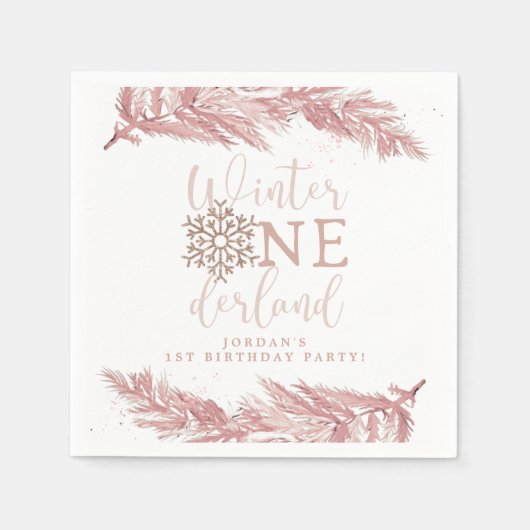 Serviette En Papier RORY Blush Winter OnderLand Pine 1er anniversaire (Devant)
