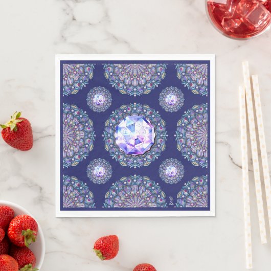 Serviette En Papier Rosace bleue (En situation)