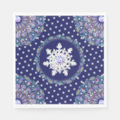 Serviette En Papier Rosace bleue et flocon de neige (Devant)