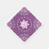 Serviette En Papier Rosace rouge cardinale et flocon de neige (Coin)