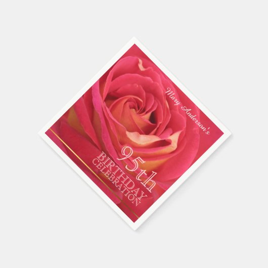 Serviette En Papier Rose 95e anniversaire Papier de célébration Napkin (Coin)