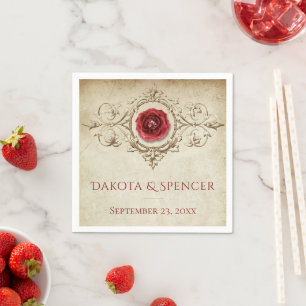 Serviette En Papier Rose à bijoux Vintage Crimson Red Gem Grunge