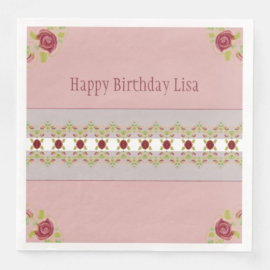 Serviette En Papier Rose à fleurs (Devant)